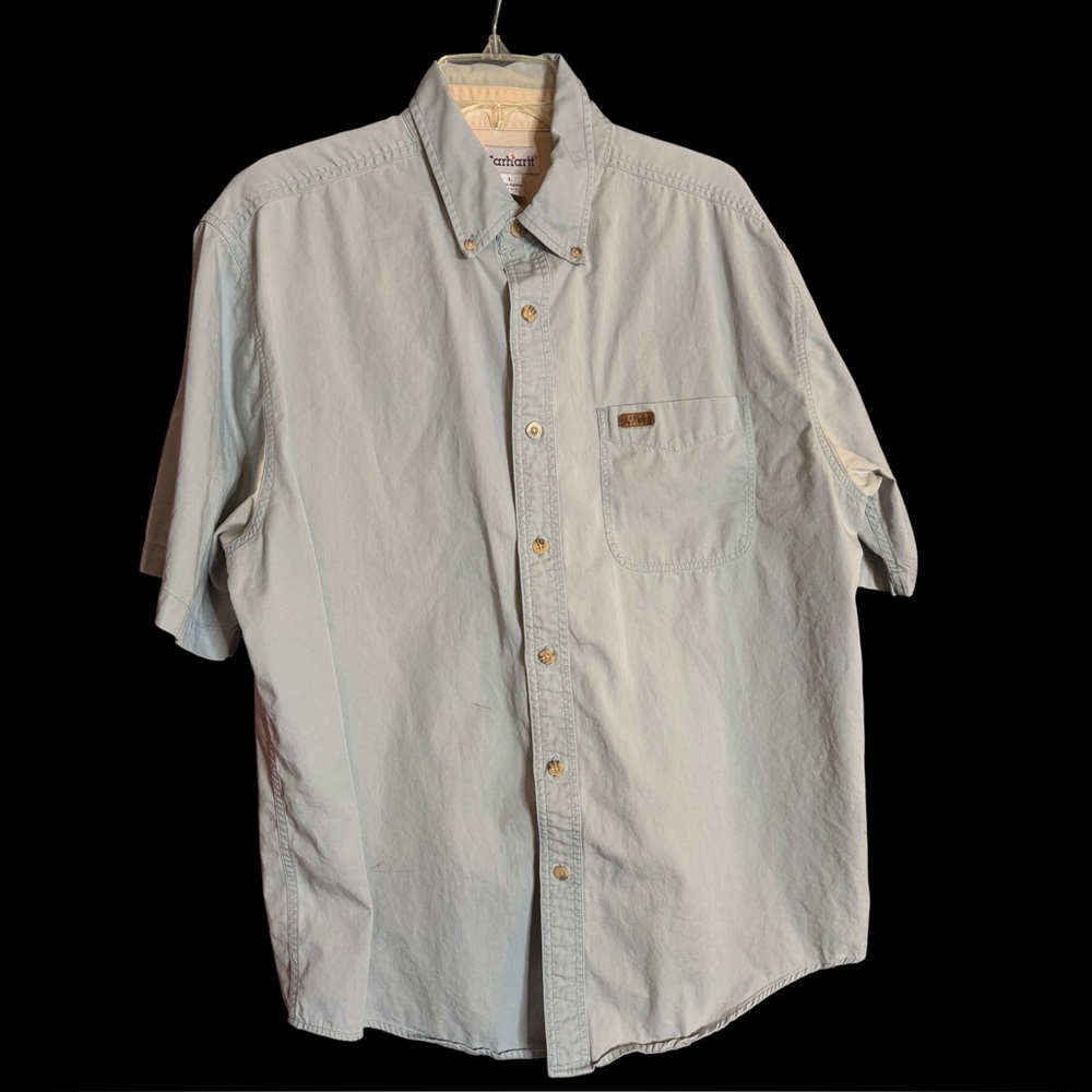 Carhartt Y2K Vintage Button Down Blue Work Shirt Sz L